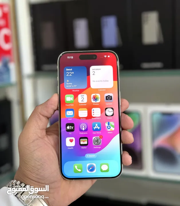 عرض خااص : iPhone 15 pro 128gb هاتف نظيف جدا بحالة الوكالة بدون اي شموخ أو ماشكل على الضمان بأقل سعر