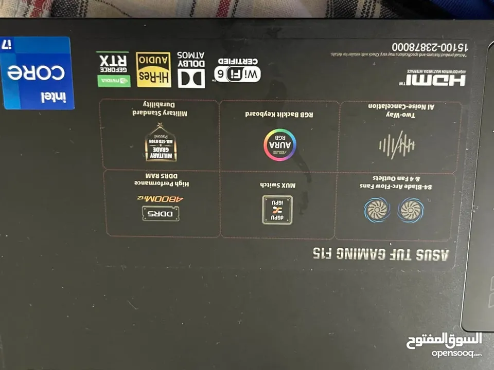لابتوب asua معالج Intel Core i7 الجيل 12 كرت شاشه RTX 3050 ti  16جيجابايت رام ونص تيرابايت SSD