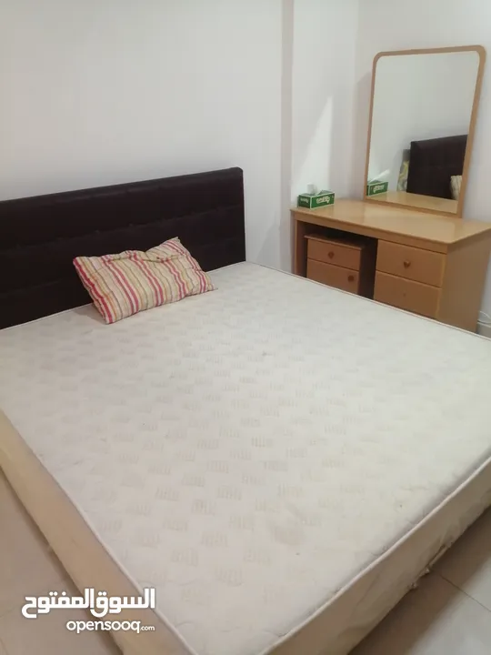 Double Bed,  Mattress and Cupboard