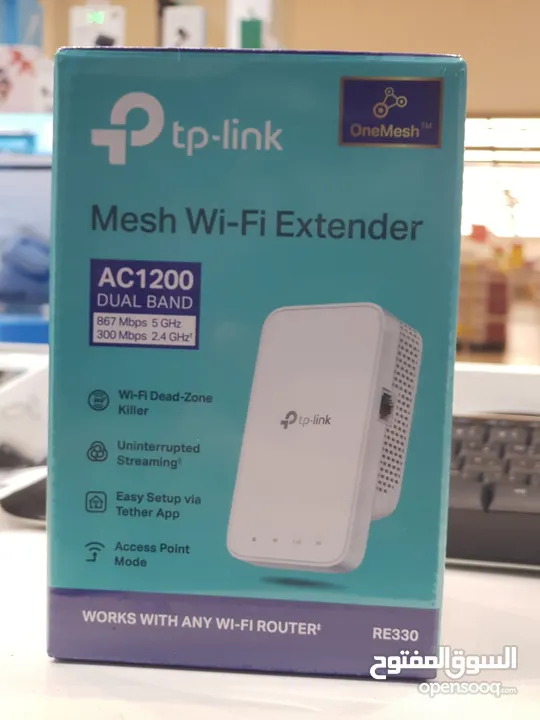 Tp-link Ac1200 mesh wifi extender dual band RE330  تي بي لينك - موسع شبكة الواي فاي AC1200 - RE330