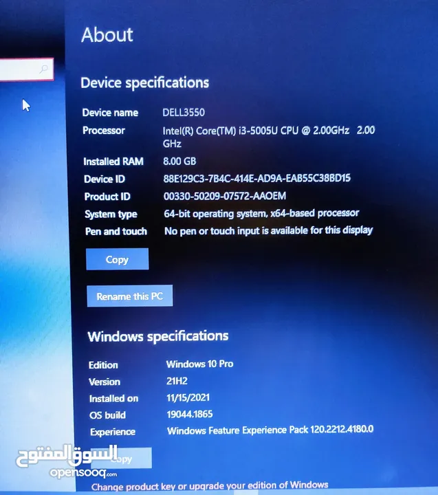 Laptop Dell لابتوب WIN10 Pro Core i3