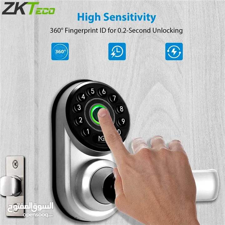قفل ذكي Smart Lock نوع ZKTeco ML300 بصمة _  رقم سري _ بلوتوث