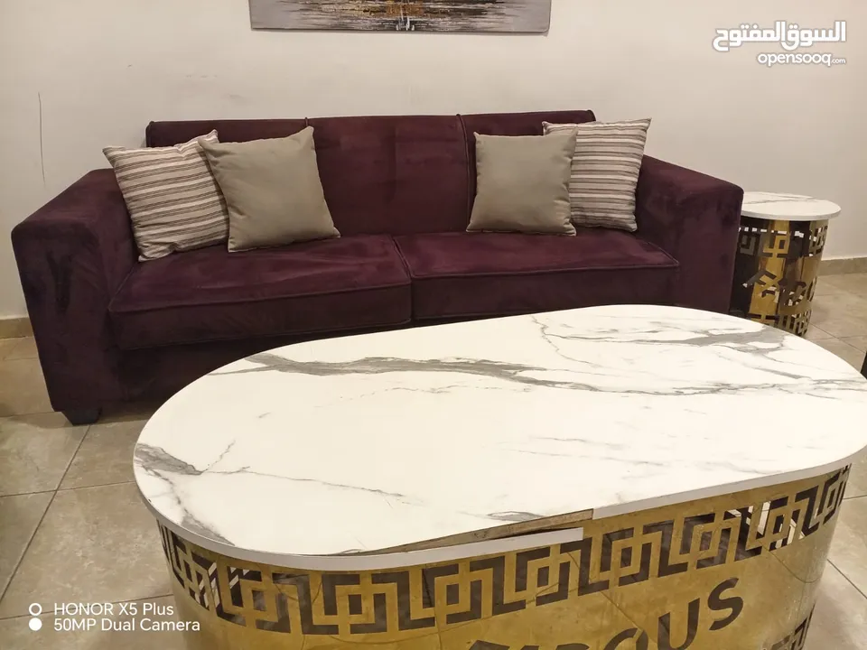 طقم كنب مستورد نخب أول 7 مقاعد (ثلاثي + ثنائي + 2 مفرد) خشب سويد فل + إسفنج دانلوب طبي