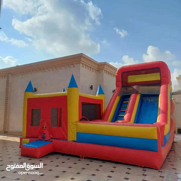 نطاطيات العاب اطفال في قطر  زحلاقية مع ارتفاع 8 متر  نطاطيات مع زحلاقيه ارتفاع 10 متر بركة السباحة