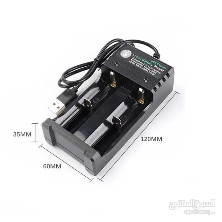 Battery Charger 18650 18500 26650 2 Slots شاحن بطاريات ليثيوم يعمل عن طريق USB