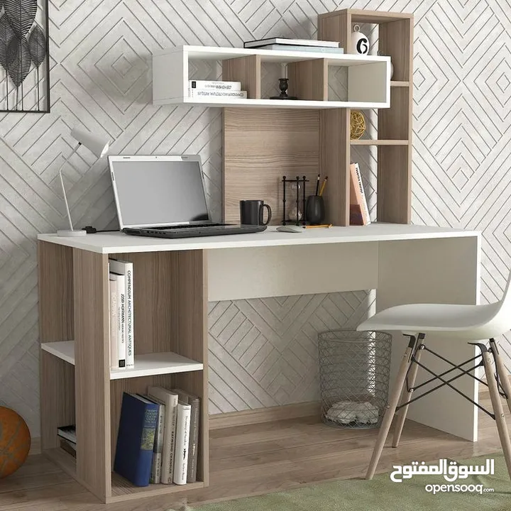 مكتب للدراسة مع رفوف عدة الوان توصيل مجاني داخل عمان والزرقاء لامينيت للأثاث المكتبي