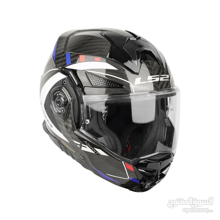 LS2 FF901 Advant X Carbon MODULAR Helmet Gloss White Blue