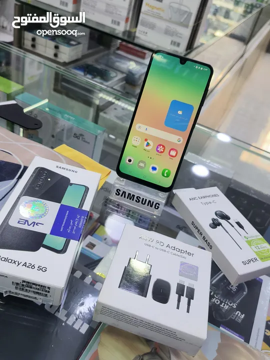 مشغل يوم واحد SAMSUNG A26 5G مستعمل جيجا 256 رام 16 معه بكج هدية متوفر توصيل