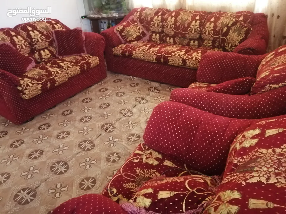 طقم كنب للبيع سبع مقاعد خشب ثقيل زان