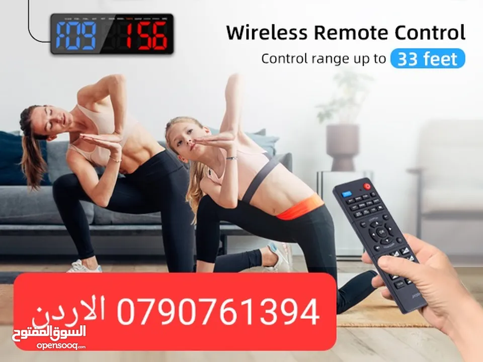 تايمر جيم مؤقت رياضي ساعات ديجتال صالات رياضية للياقة البدنية بشاشة كبيرة مع جهاز تحكم عن بعد لتماري