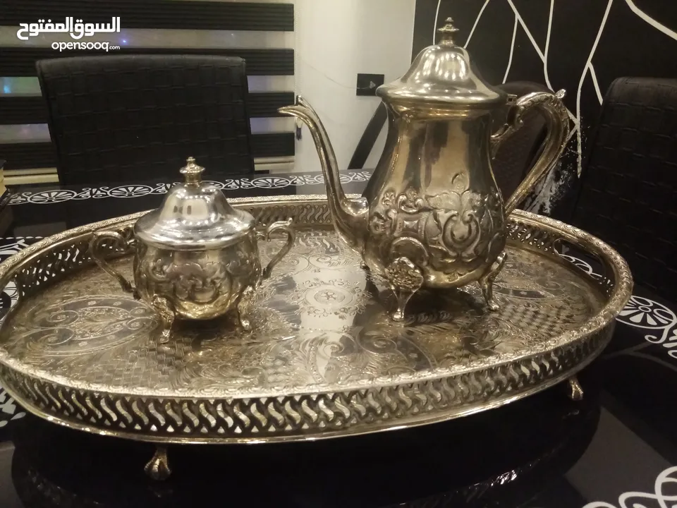 أواني فضيه درجه اولى لتقديم الشاي هاند ميد