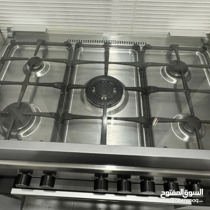 Midea Gas Burner Cooker 90x60, 5 Burner with Fan, Silver