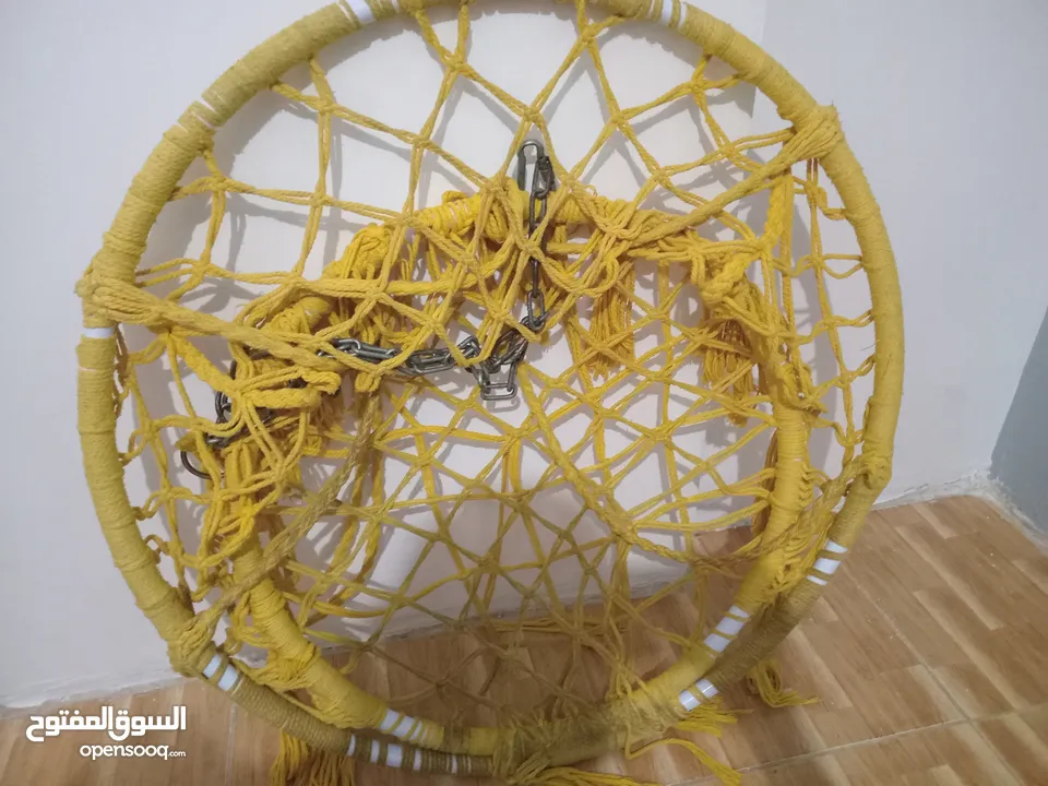 مرجيحة تعليق كتان حجم كبير مع جنزير وحلقة