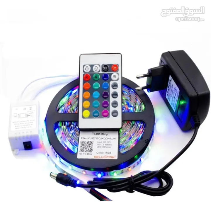 حبل ملون LED ليد لاصق اضائه ديكور مع ريموت تحكم يضي كل الالوان 5 مترLED RGB