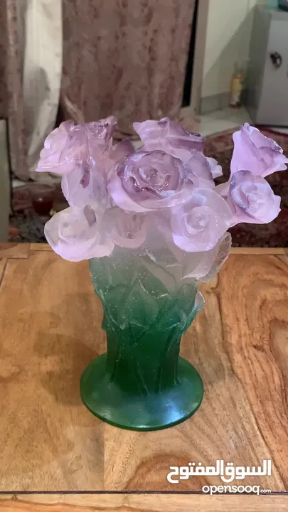 Dawm Green & pink vase Rose Passion France 1878