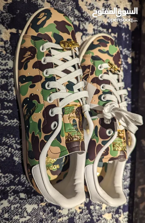 OX STAN SMITH X BAPE SHOESحذاء لمتد جيشي