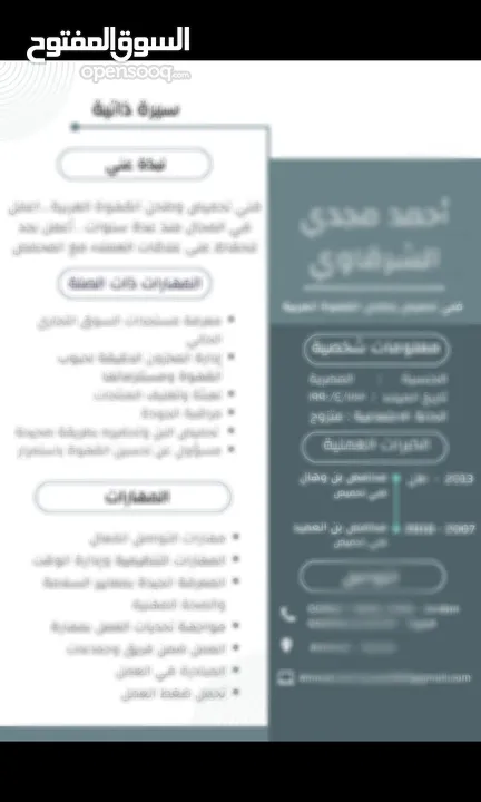 سيرة ذاتية ATS CV , Cover Letter