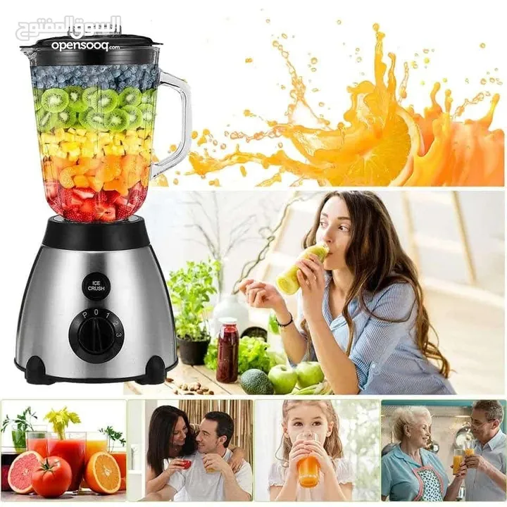 خلاط ستانلس شاف زجاج 2 في 1 خلاط Sokany مع مطحنه 1.5 لتر 3 سرعات مكسر mixer