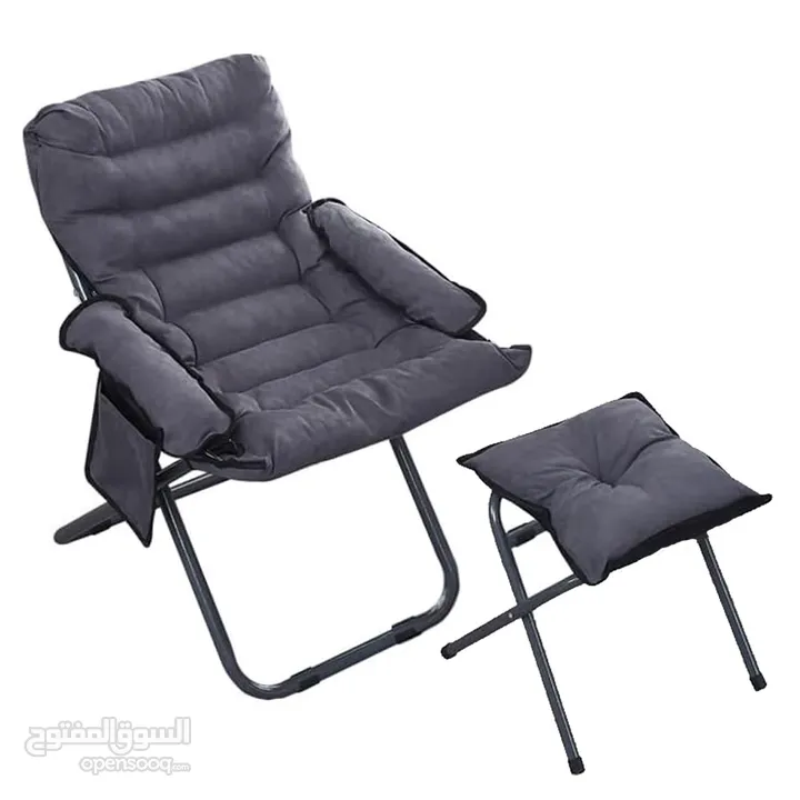 كرسي وقت الراحة ( كرسي مع ستول )  قابل للطي rest time foldable chair with footstool