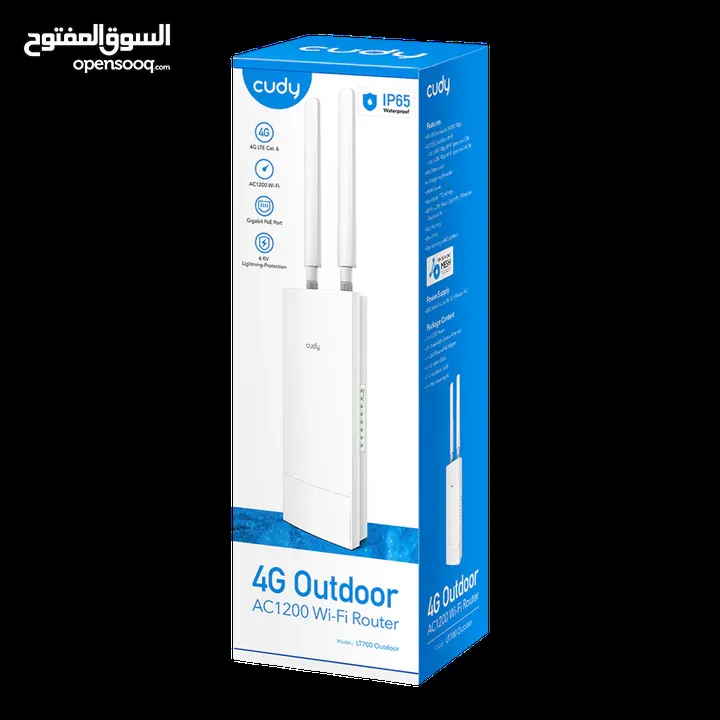Indoor/Outdoor 4G Cat 6 AC1200 Wi-Fi Router LT700 Outdoor 1.0 راوتر كودي خارجي وداخل 1200 مع مدخل خط