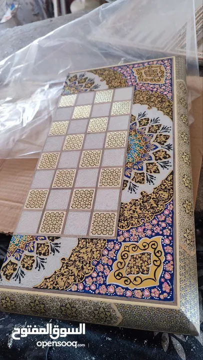 First class Iranian inlaid backgammon board with special paintings with the best quality of wood and