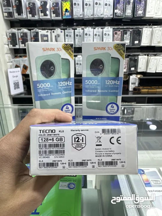 Tecno spark 30c  ‎سعة التخزين الداخلية (128GB) 12 GB RAM