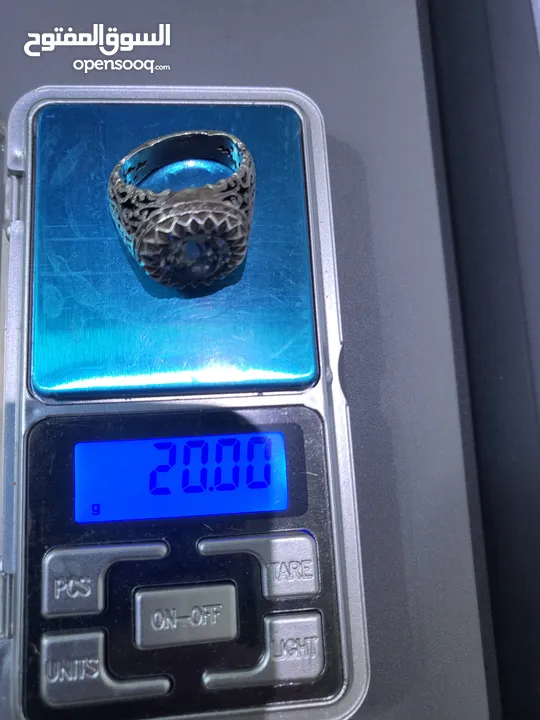 خاتم فضه 925 موزنايت حبة راهيه