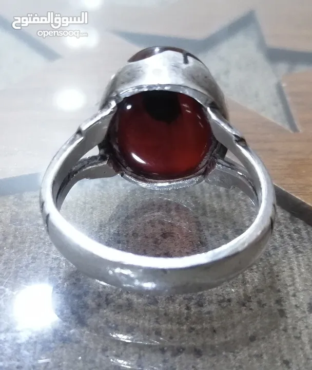 للبيع خاتم بحريني فضة ثكيلة الحجر عقيق يماني أصلي