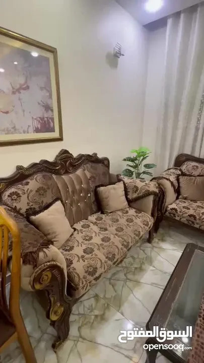 طقم كنب 7 مقاعد خشب زان مستعمل
