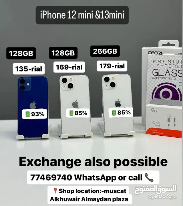 iPhone 12 mini - 128 GB - Good performance available  iPhone 13 mini -128 GB /256 GB