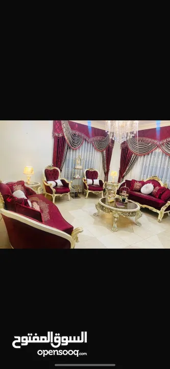 طقم كنب حفر زان دمياطي مصري وقماش تركي