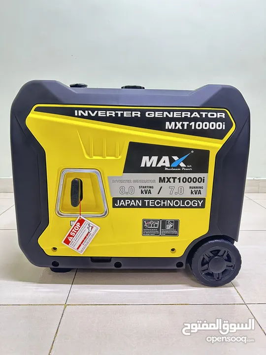 جنريتر صامت قوة 8 الاف واط نظام انڤرتر من شركة MAX تقنية وتصميم ياباني تشغيل بصمة وريموت