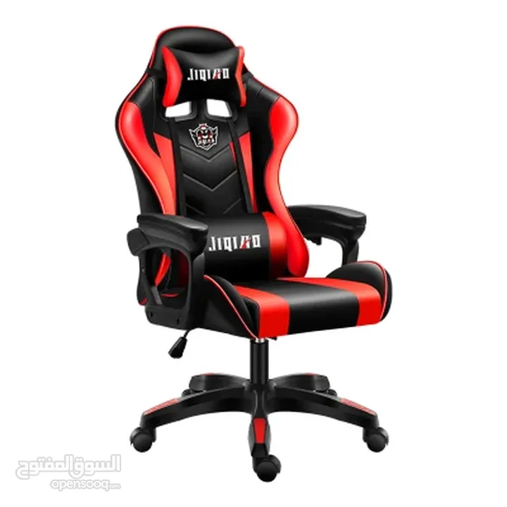 كرسي الألعاب الأنيق والمريح   Stylish Black and Red Gaming Chair from Jiqiao
