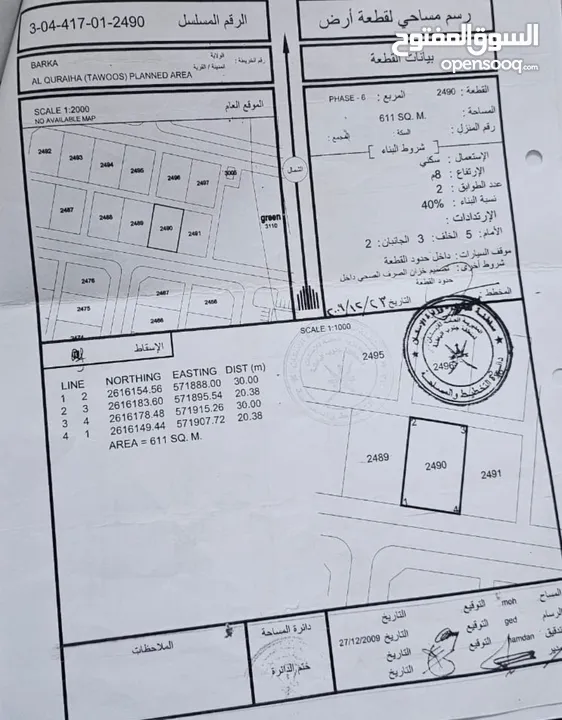 أرضين شبك في ولاية بركاء منطقة القريحة المرحلة السادسة