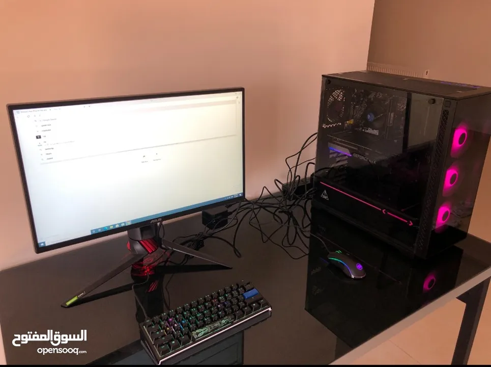 Full High-End Gaming PC with monitor and keyboard