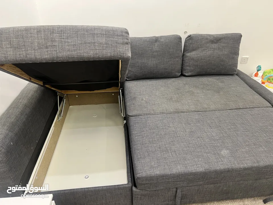 كنبة سرير حرف L من ايكيا Sofa bed from ikea