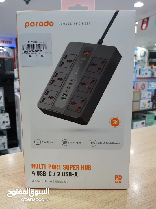 Porodo multi- Port super Hub 4 USB -c 2 USB A Port