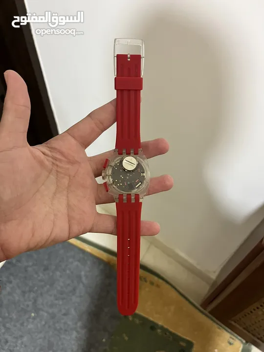 Swatch Unisex Red Toxin Silicone Strap Chronograph Watch