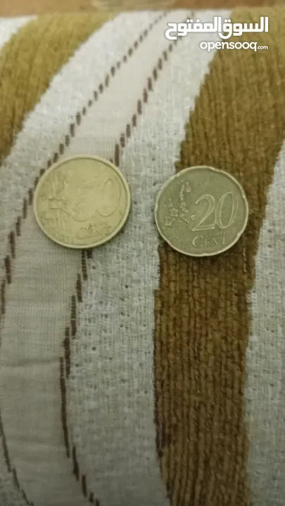 50 اورو سنت ايطاليا ?? 2002  20 اورو سنت فرنسا ?? 1999