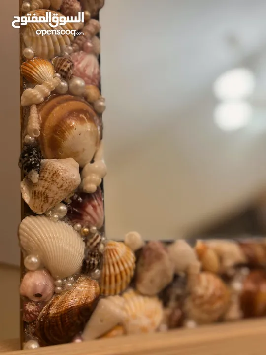 Wall Mirror with Shell Frame - Resin Coated. perfect for bedrooms & entryways.