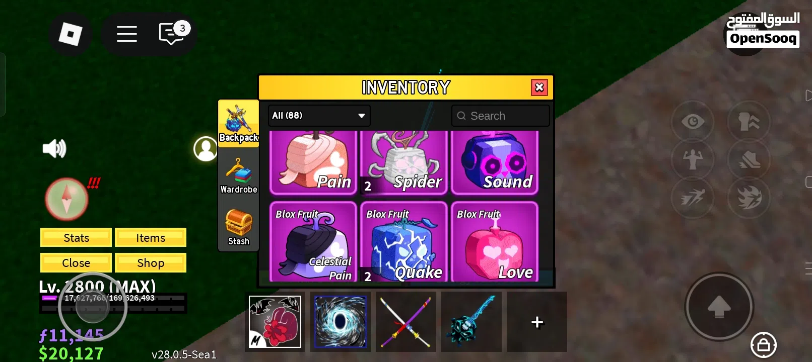 للبيع حساب بلوكس فروت قوي تقريبا كل شي في اللعبه blox fruit account strong for sell