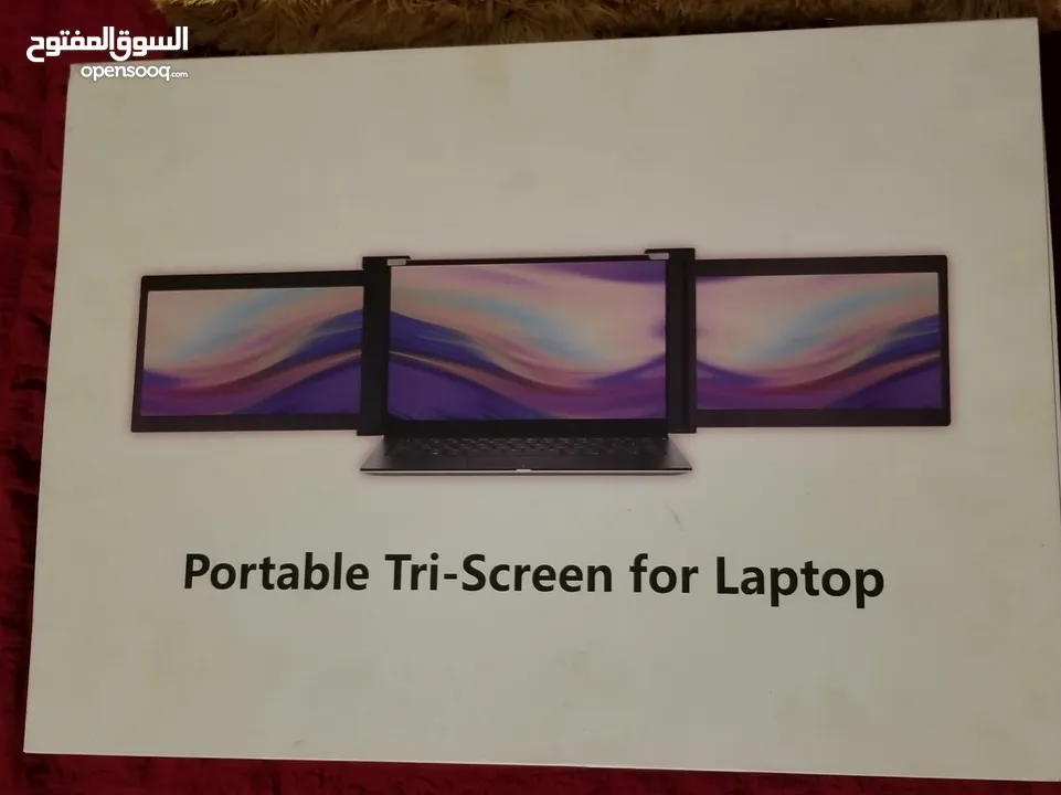 كمبيوتر + شاشات + portable tri screen for laptop