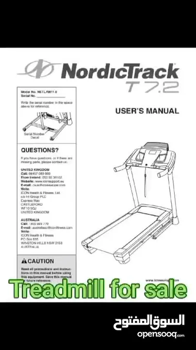 Treadmill for Sale  Used  Nordic Track