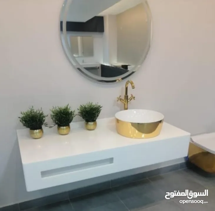 تفصيل مغاسل واسطح مطابخ وكاونتر استقبال وتلبيس اعمدة رخام صناعي مغسله اكريليك corian بورسلان كوارتز