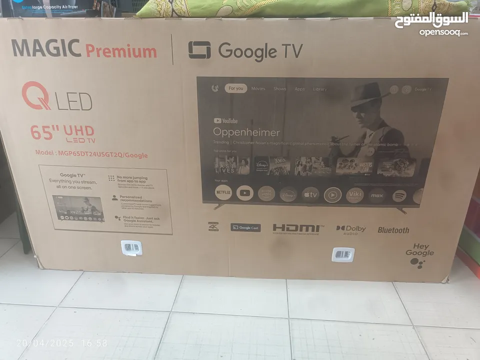 شاشه ماجيك 65 Google TV اوامر صوتيه ريموتين 4k فقط310