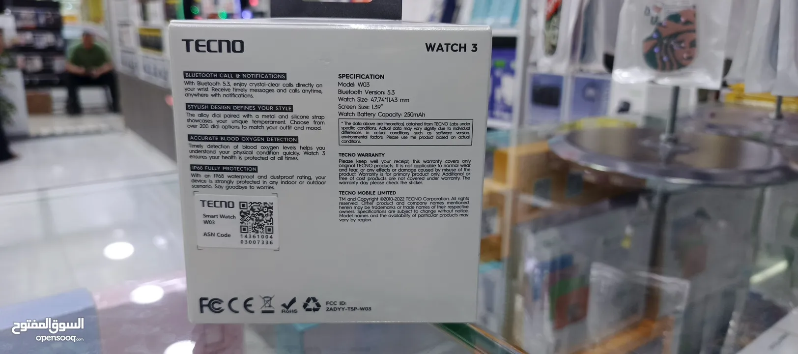 ساعه TECNO WATCH 3 الاصلية بطارية 250 بتضل 7 ايام متواصلة او 30 يوم ع وضع الاستعداد