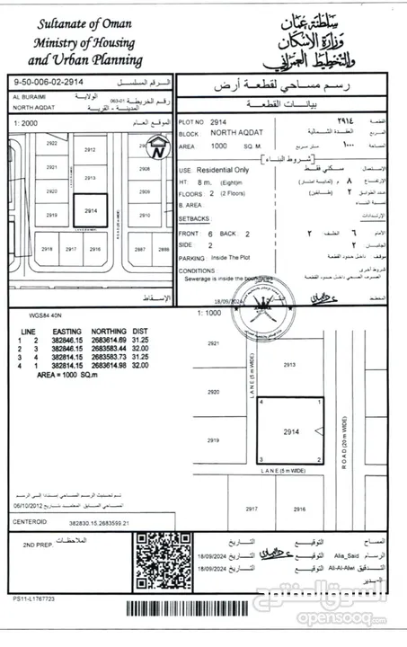 فرصه ارض سكنيه في البريمي