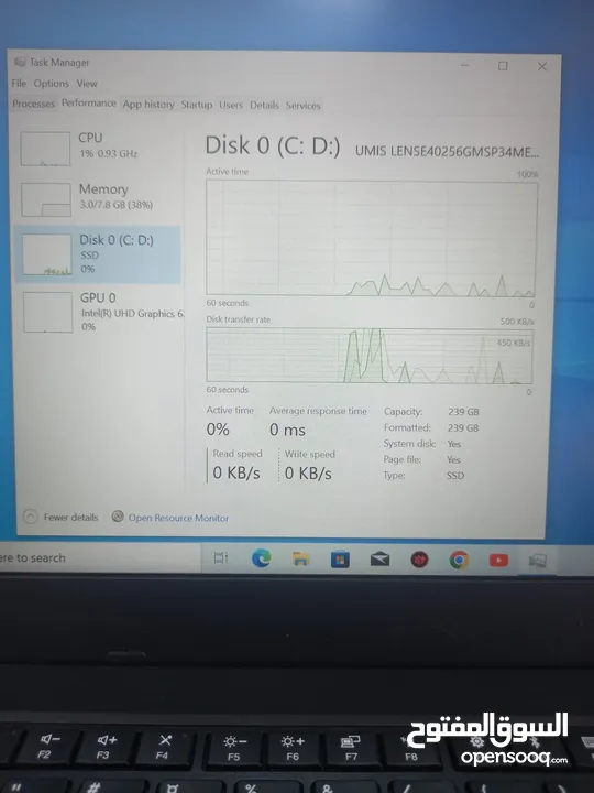 الجيل الثامن  الهارد 256 ssd. الرام 8 ddr4 حجم الشاشة 14