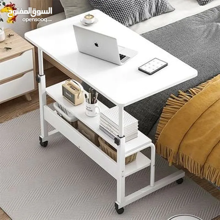 طاولة لابتوب بعجلات بارتفاع قابل لتعديل  القياس 40*80*90سم