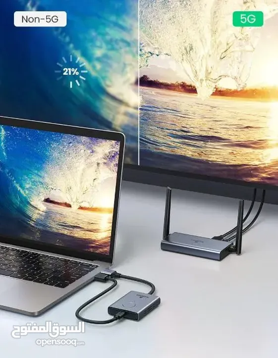 UGREEN WIRELESS HDMI UP TO 50M  جهاز إرسال واستقبال HDMI لاسلكي من UGREEN – مدى يصل حتى 50 متر